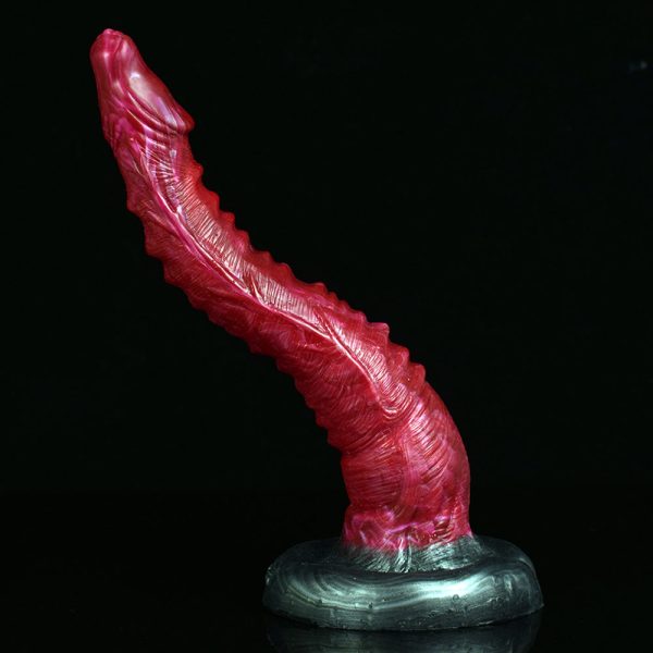 Extra Long Fantasy Dragon Tail Dildo in Burgundy Marbling - 10.43 Inches