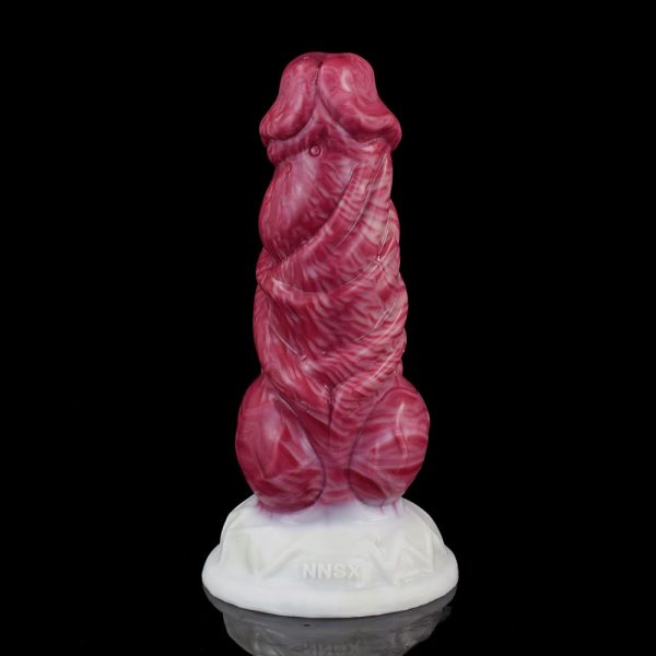 Fantasy Animal Dog Knot Dildo in Burgundy Marbling - 5.89 Inches